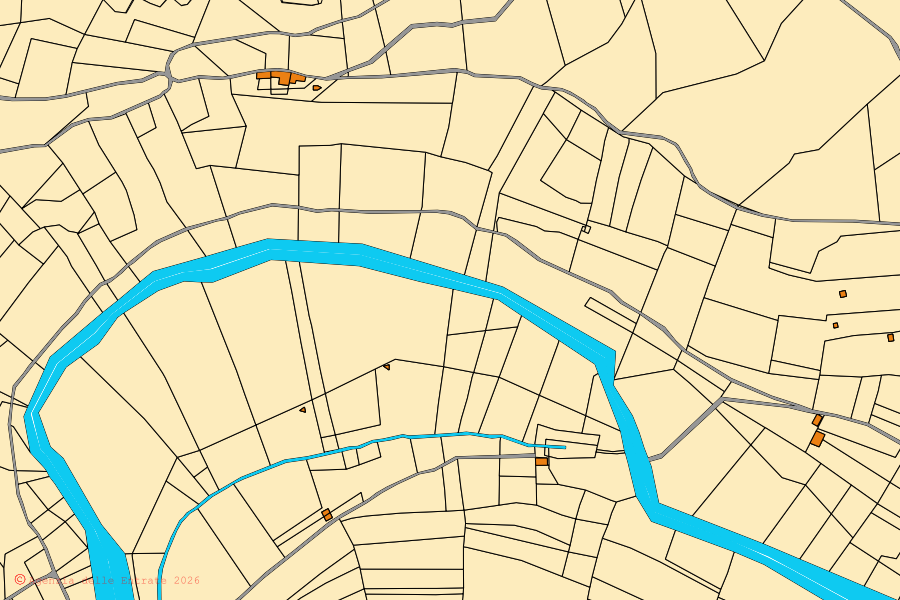 Mappa catastale del centro di Gorzegno: particelle e fabbricati, cartografia Agenzia delle Entrate