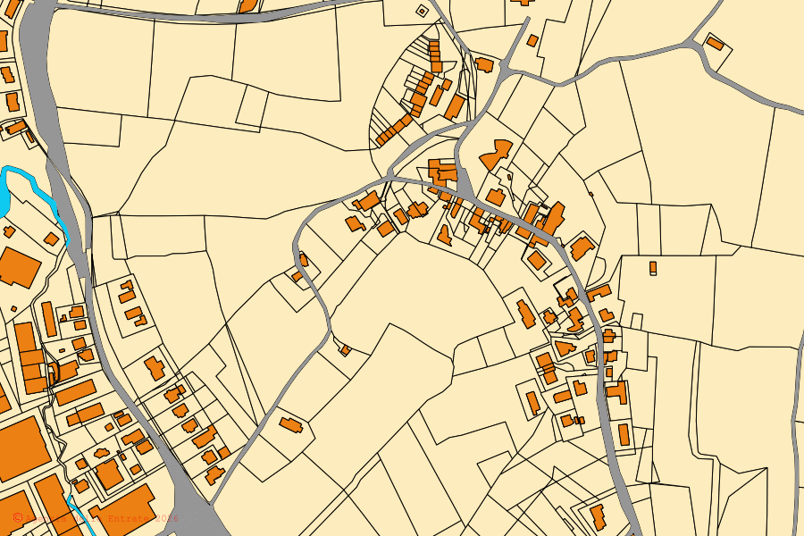 Mappa catastale del centro di Gradara: particelle e fabbricati, cartografia Agenzia delle Entrate