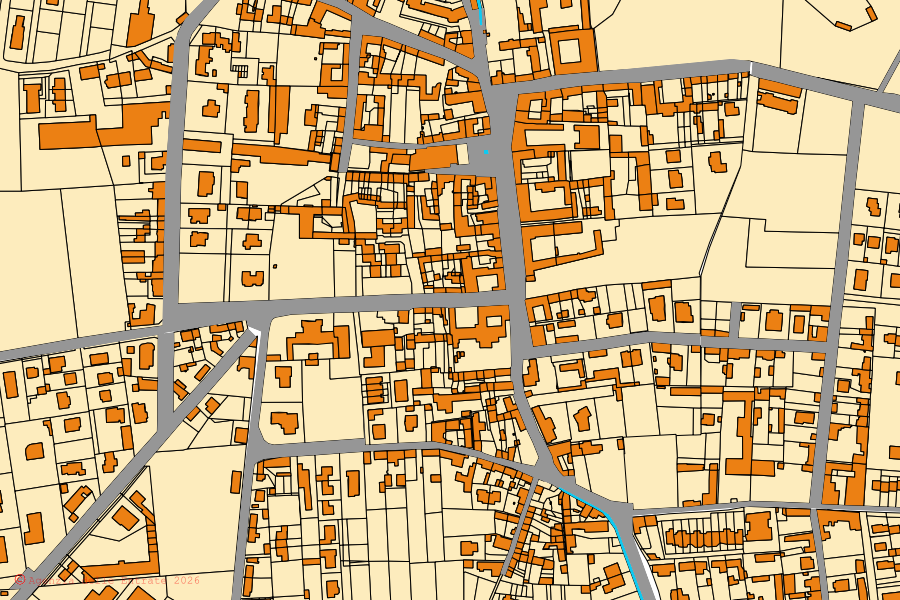 Mappa catastale del centro di Gravellona Lomellina: particelle e fabbricati, cartografia Agenzia delle Entrate