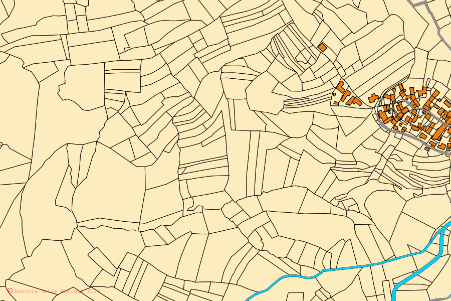 Mappa catastale del centro di Gremiasco: particelle e fabbricati, cartografia Agenzia delle Entrate