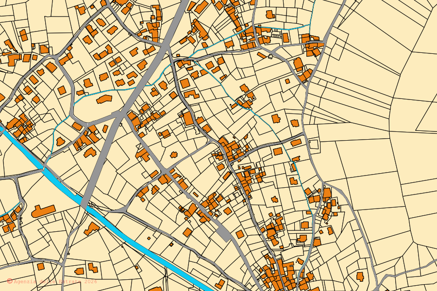 Mappa catastale del centro di Gressan: particelle e fabbricati, cartografia Agenzia delle Entrate