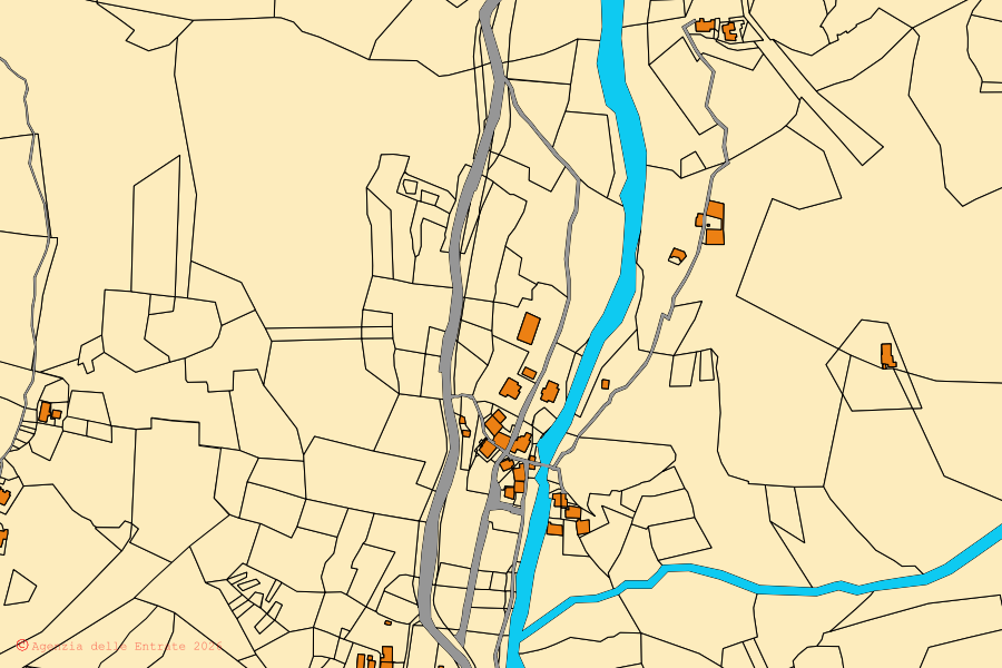 Mappa catastale del centro di Gressoney-Saint-Jean: particelle e fabbricati, cartografia Agenzia delle Entrate