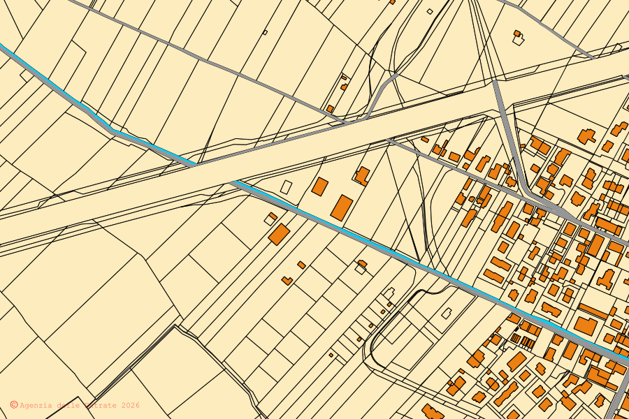 Mappa catastale del centro di Grezzago: particelle e fabbricati, cartografia Agenzia delle Entrate