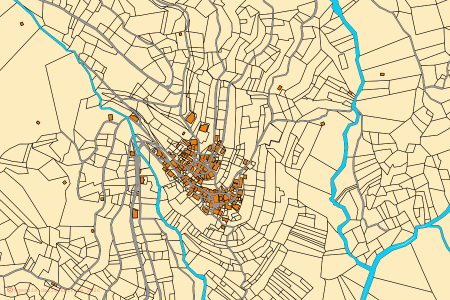 Mappa catastale del centro di Grimacco: particelle e fabbricati, cartografia Agenzia delle Entrate
