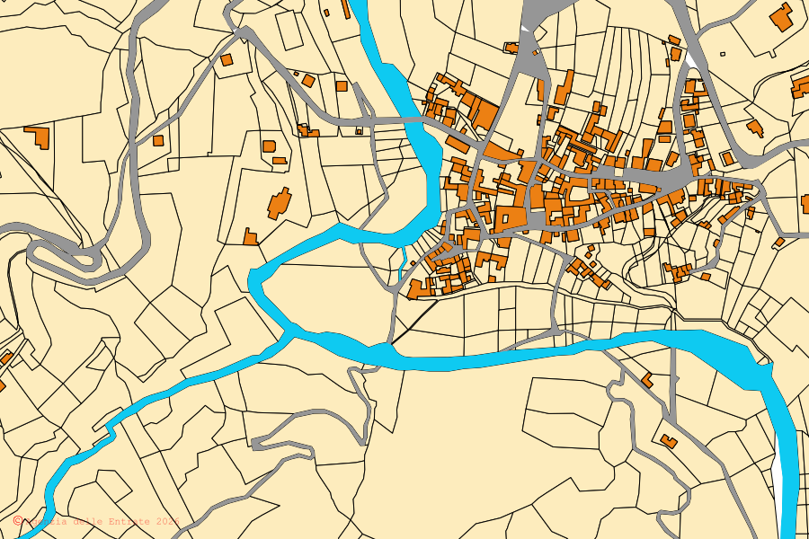 Mappa catastale del centro di Grognardo: particelle e fabbricati, cartografia Agenzia delle Entrate