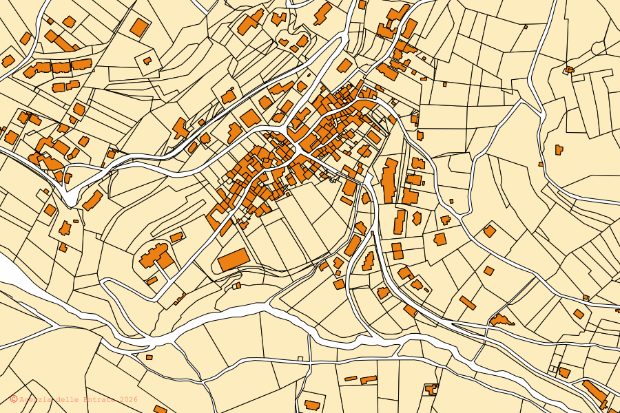 Mappa catastale del centro di Grone: particelle e fabbricati, cartografia Agenzia delle Entrate