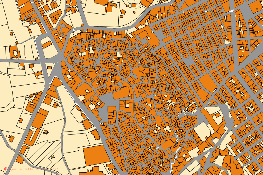 Mappa catastale del centro di Grottaglie: particelle e fabbricati, cartografia Agenzia delle Entrate