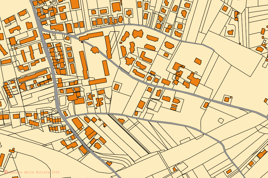 Mappa catastale del centro di Grottaminarda: particelle e fabbricati, cartografia Agenzia delle Entrate