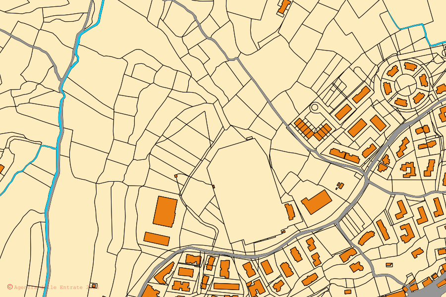 Mappa catastale del centro di Grotte di Castro: particelle e fabbricati, cartografia Agenzia delle Entrate