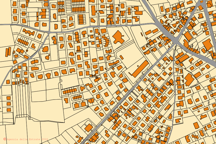 Mappa catastale del centro di Gualdo Tadino: particelle e fabbricati, cartografia Agenzia delle Entrate