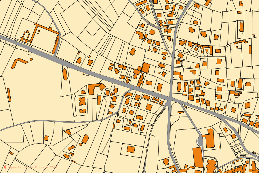 Mappa catastale del centro di Guanzate: particelle e fabbricati, cartografia Agenzia delle Entrate