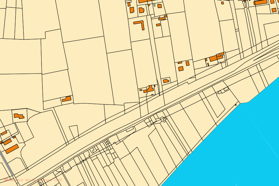 Mappa catastale del centro di Guarda Veneta: particelle e fabbricati, cartografia Agenzia delle Entrate