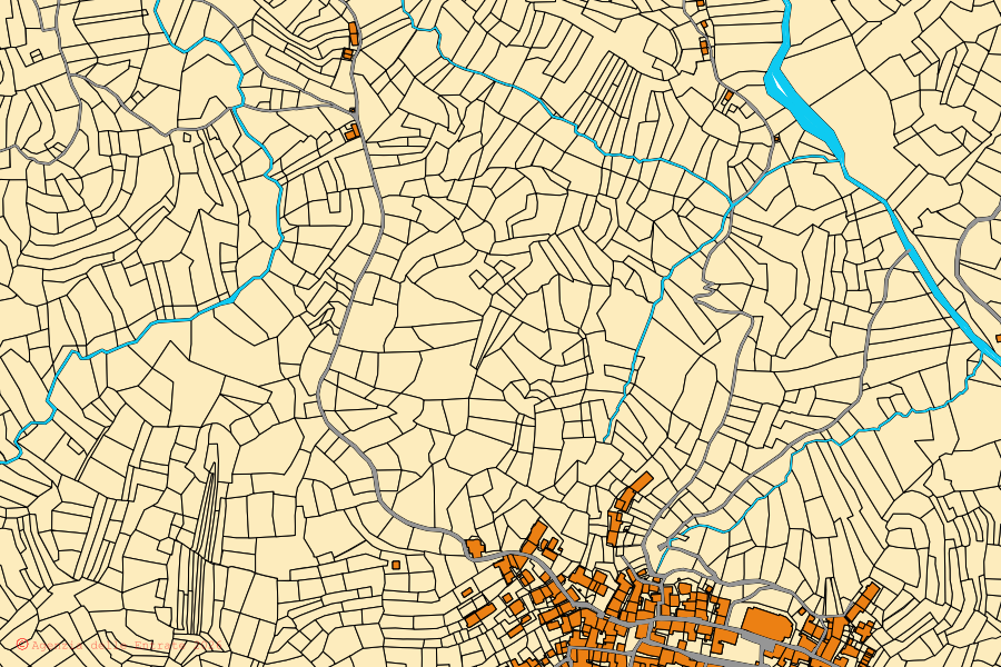 Mappa catastale del centro di Guardabosone: particelle e fabbricati, cartografia Agenzia delle Entrate