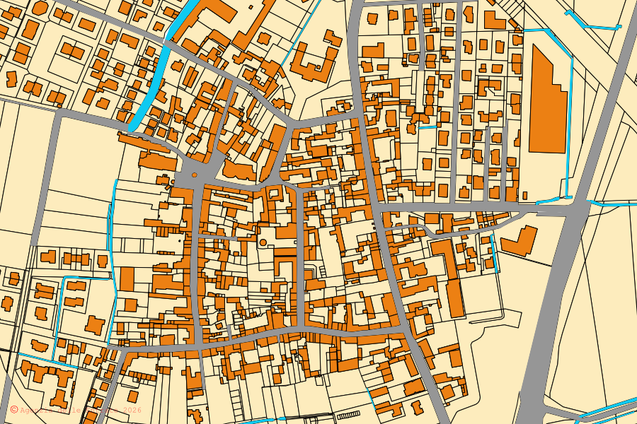 Mappa catastale del centro di Guardamiglio: particelle e fabbricati, cartografia Agenzia delle Entrate