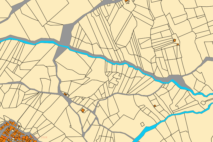 Mappa catastale del centro di Guardia Lombardi: particelle e fabbricati, cartografia Agenzia delle Entrate