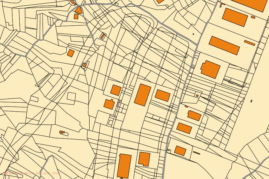 Mappa catastale del centro di Guardiagrele: particelle e fabbricati, cartografia Agenzia delle Entrate
