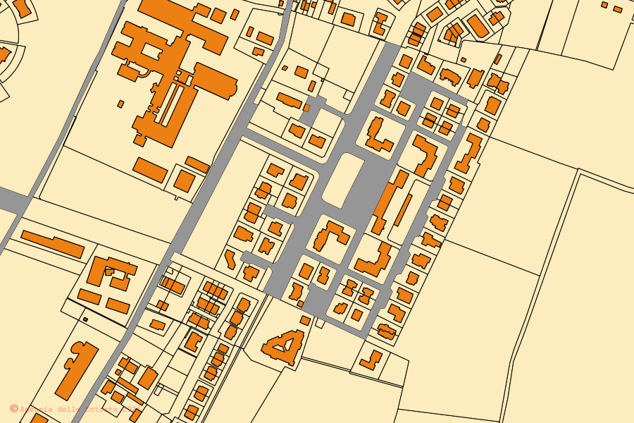 Mappa catastale del centro di Guastalla: particelle e fabbricati, cartografia Agenzia delle Entrate