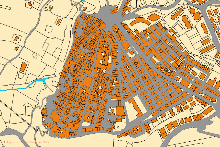 Mappa catastale del centro di Guglionesi: particelle e fabbricati, cartografia Agenzia delle Entrate