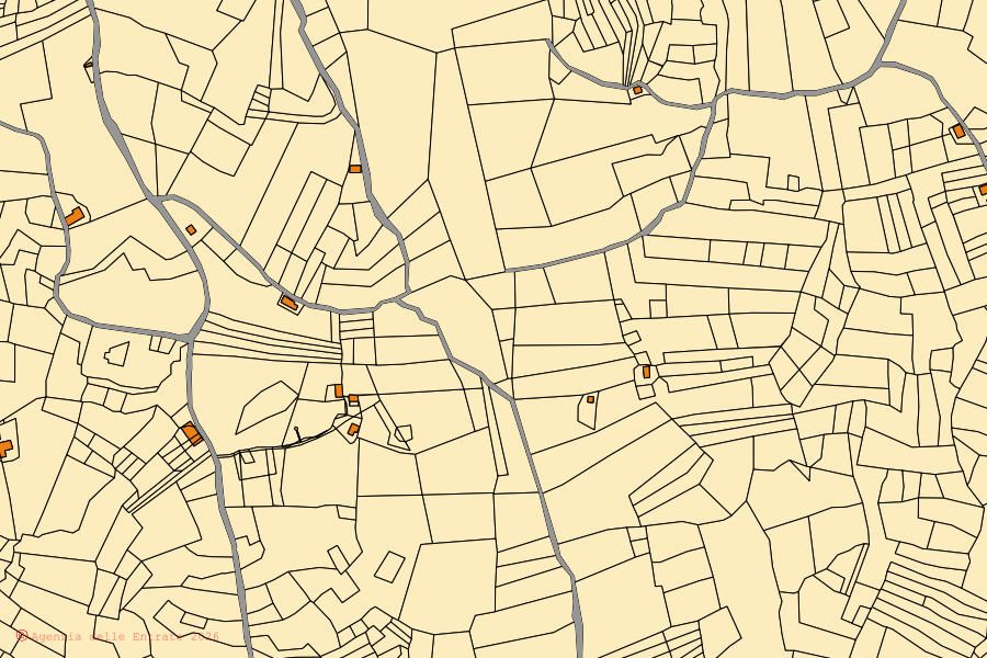 Mappa catastale del centro di Guilmi: particelle e fabbricati, cartografia Agenzia delle Entrate