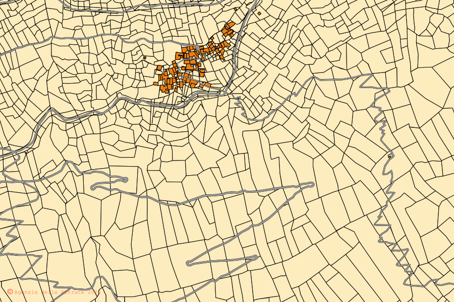 Mappa catastale del centro di Hône: particelle e fabbricati, cartografia Agenzia delle Entrate