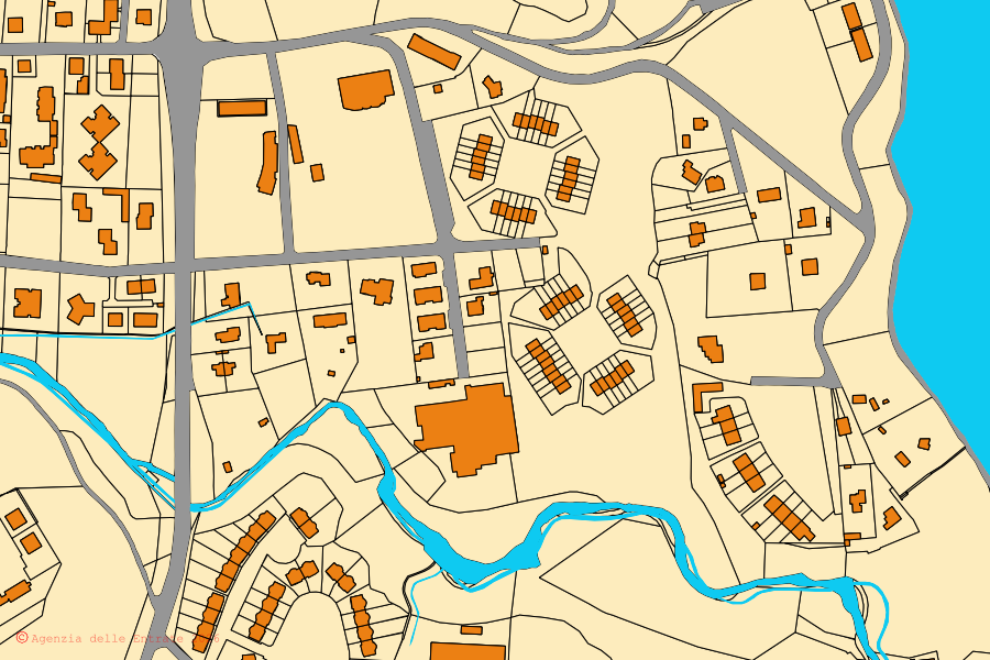 Mappa catastale del centro di Imbersago: particelle e fabbricati, cartografia Agenzia delle Entrate