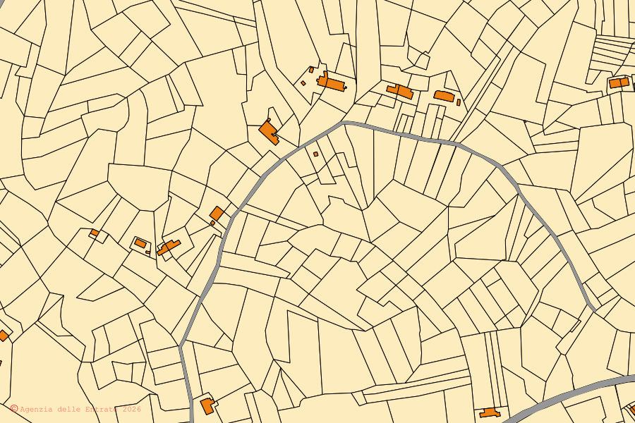 Mappa catastale del centro di Incisa Scapaccino: particelle e fabbricati, cartografia Agenzia delle Entrate