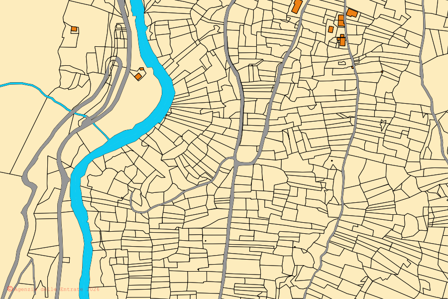 Mappa catastale del centro di Incudine: particelle e fabbricati, cartografia Agenzia delle Entrate