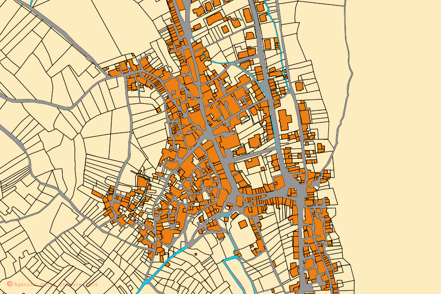 Mappa catastale del centro di Introdacqua: particelle e fabbricati, cartografia Agenzia delle Entrate