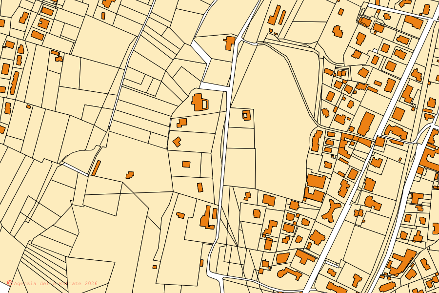 Mappa catastale del centro di Inverigo: particelle e fabbricati, cartografia Agenzia delle Entrate
