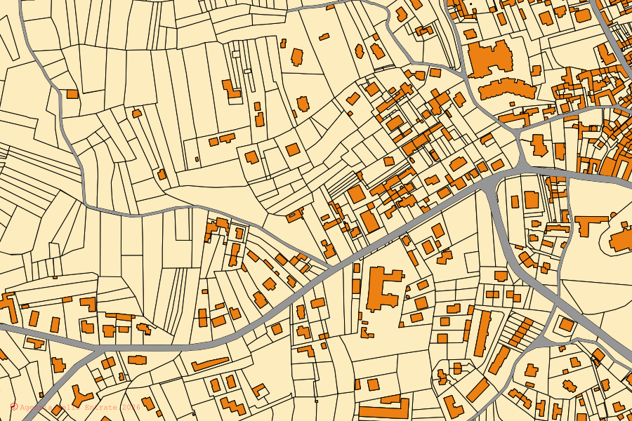 Mappa catastale del centro di Invorio: particelle e fabbricati, cartografia Agenzia delle Entrate