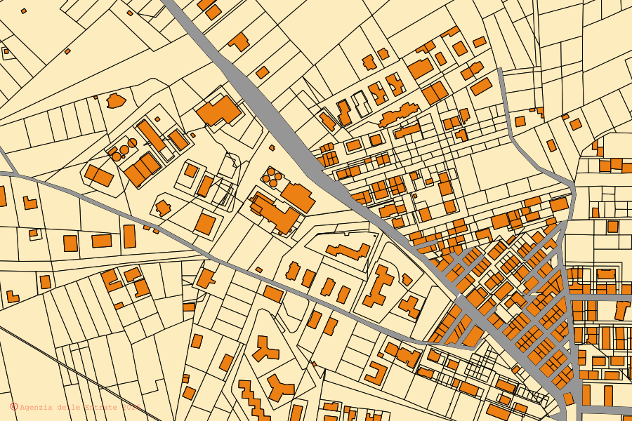Mappa catastale del centro di Irsina: particelle e fabbricati, cartografia Agenzia delle Entrate