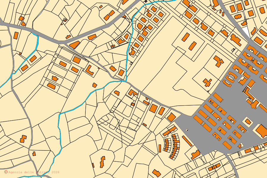 Mappa catastale del centro di Isca sullo Ionio: particelle e fabbricati, cartografia Agenzia delle Entrate