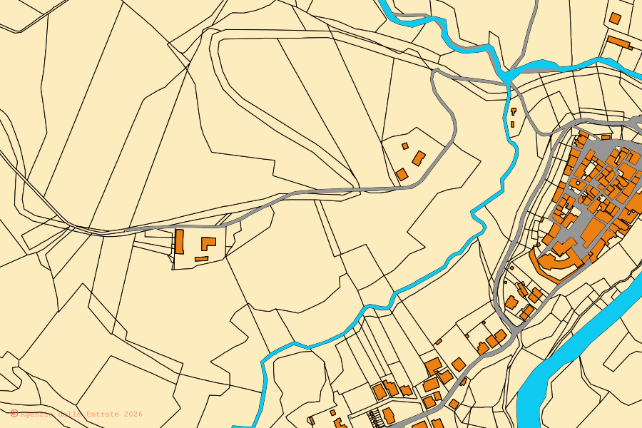 Mappa catastale del centro di Isola del Piano: particelle e fabbricati, cartografia Agenzia delle Entrate