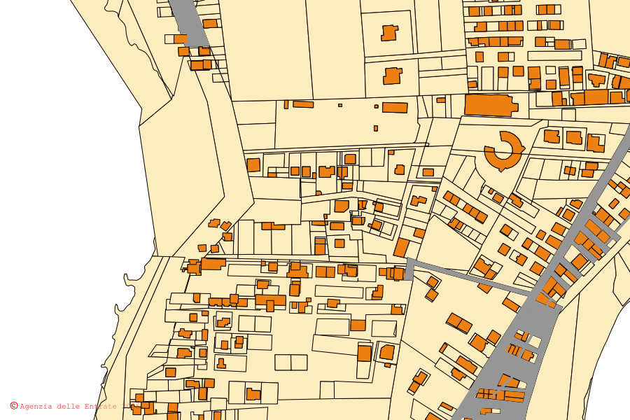 Mappa catastale del centro di Isola di Capo Rizzuto: particelle e fabbricati, cartografia Agenzia delle Entrate