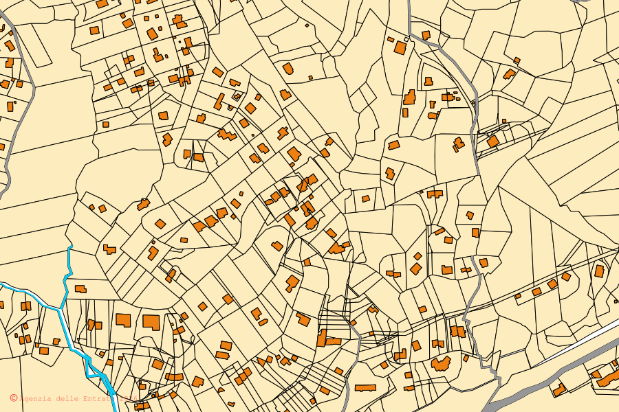 Mappa catastale del centro di Ispani: particelle e fabbricati, cartografia Agenzia delle Entrate