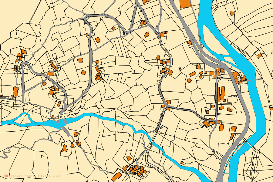 Mappa catastale del centro di Issime: particelle e fabbricati, cartografia Agenzia delle Entrate