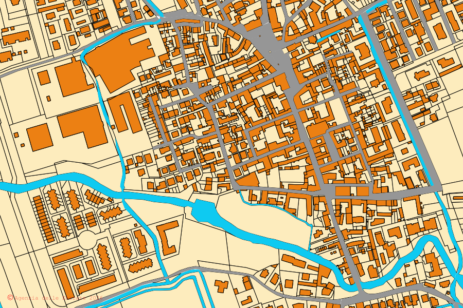 Mappa catastale del centro di Lacchiarella: particelle e fabbricati, cartografia Agenzia delle Entrate