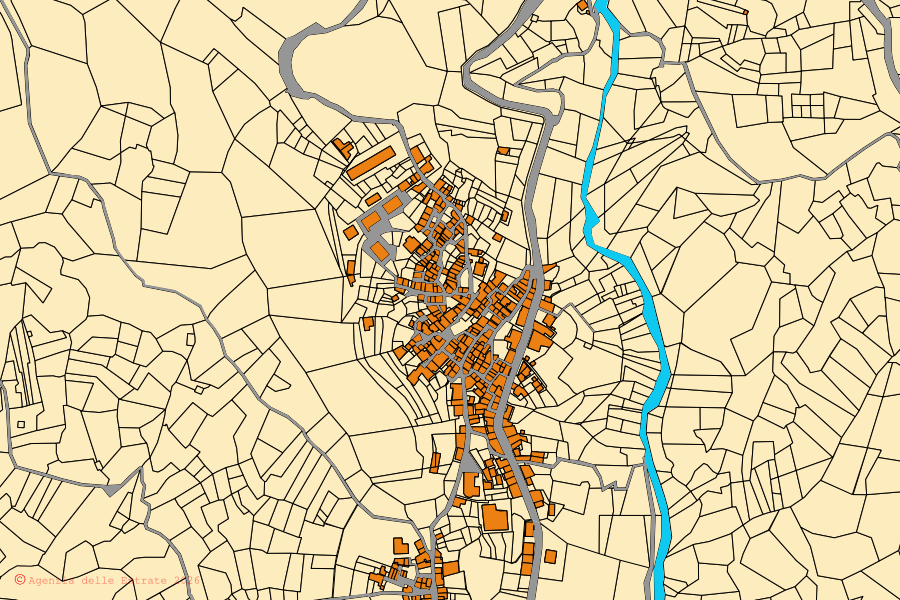 Mappa catastale del centro di Laganadi: particelle e fabbricati, cartografia Agenzia delle Entrate