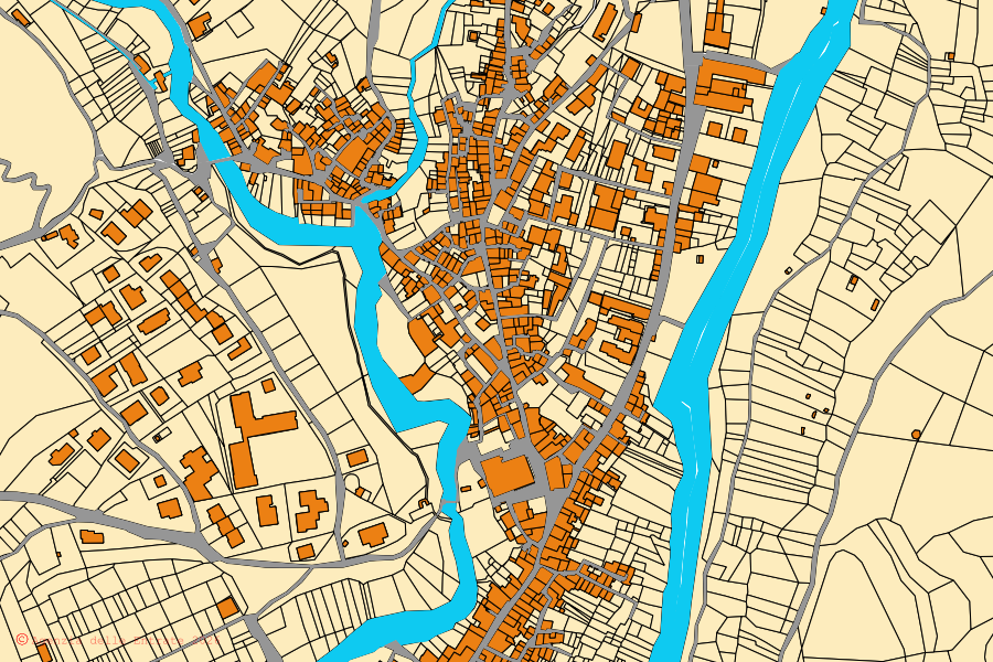 Mappa catastale del centro di Laino Borgo: particelle e fabbricati, cartografia Agenzia delle Entrate