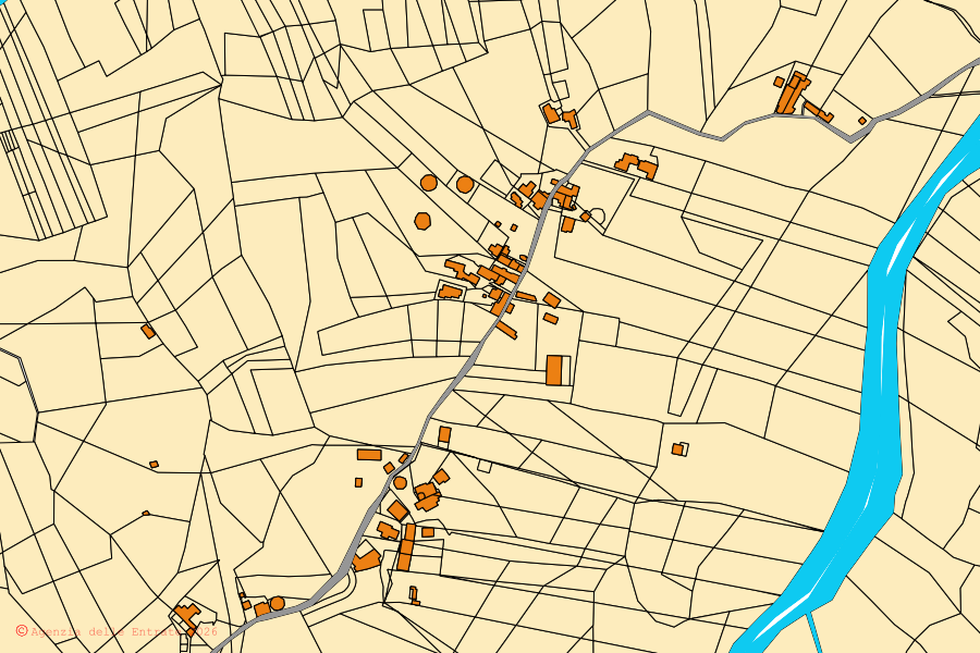 Mappa catastale del centro di Laino Castello: particelle e fabbricati, cartografia Agenzia delle Entrate