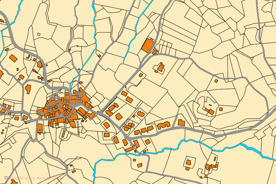 Mappa catastale del centro di Lajatico: particelle e fabbricati, cartografia Agenzia delle Entrate
