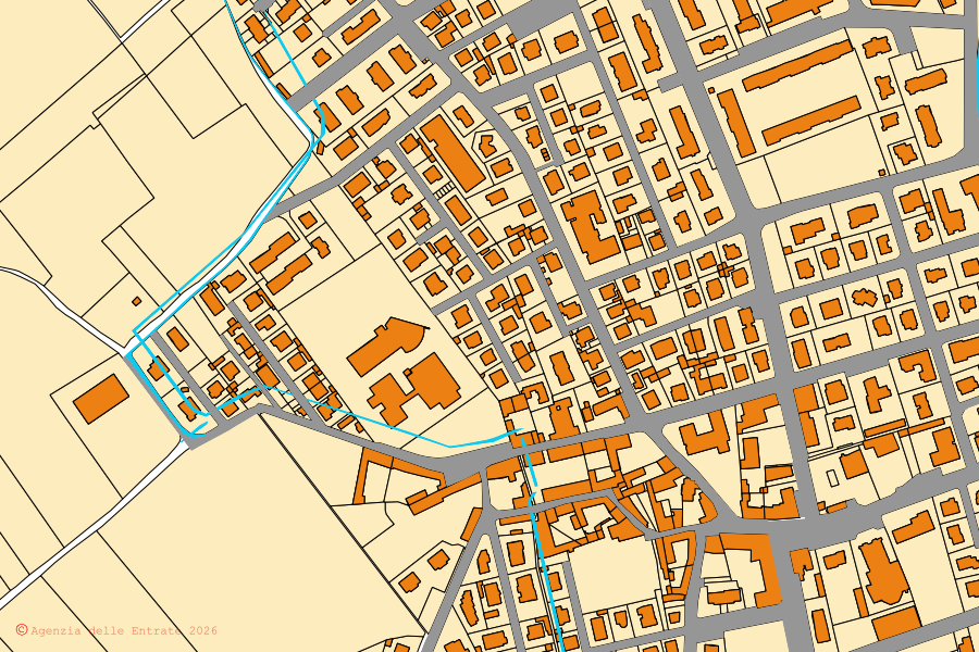 Mappa catastale del centro di Lallio: particelle e fabbricati, cartografia Agenzia delle Entrate