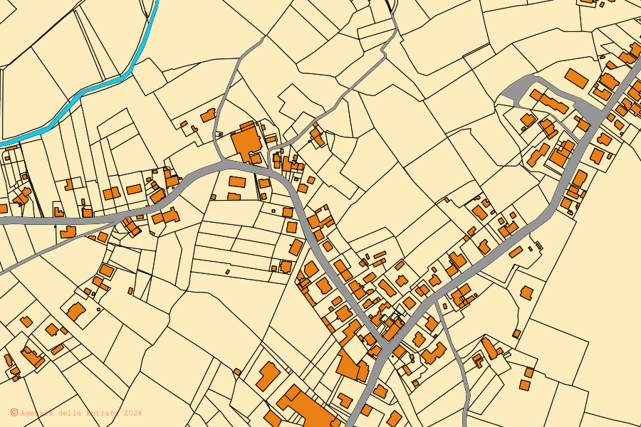 Mappa catastale del centro di Lamporecchio: particelle e fabbricati, cartografia Agenzia delle Entrate