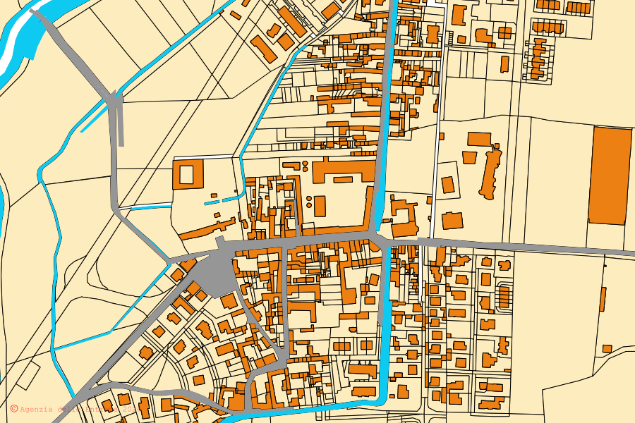 Mappa catastale del centro di Lardirago: particelle e fabbricati, cartografia Agenzia delle Entrate