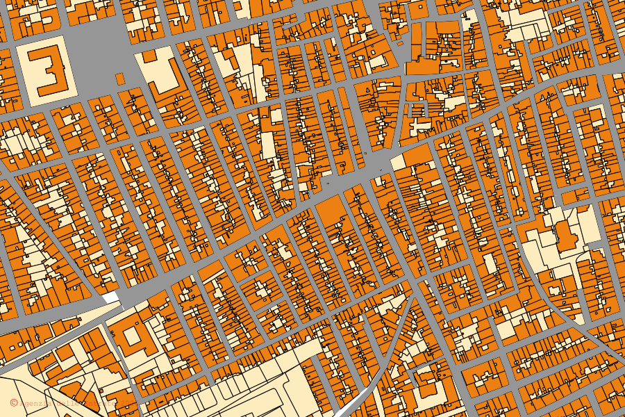 Mappa catastale del centro di Latiano: particelle e fabbricati, cartografia Agenzia delle Entrate