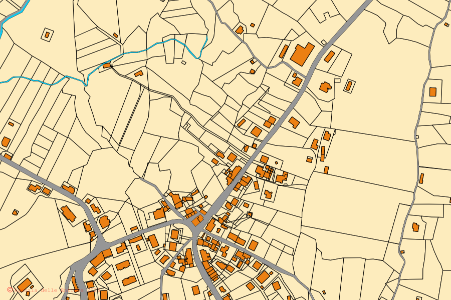 Mappa catastale del centro di Lattarico: particelle e fabbricati, cartografia Agenzia delle Entrate