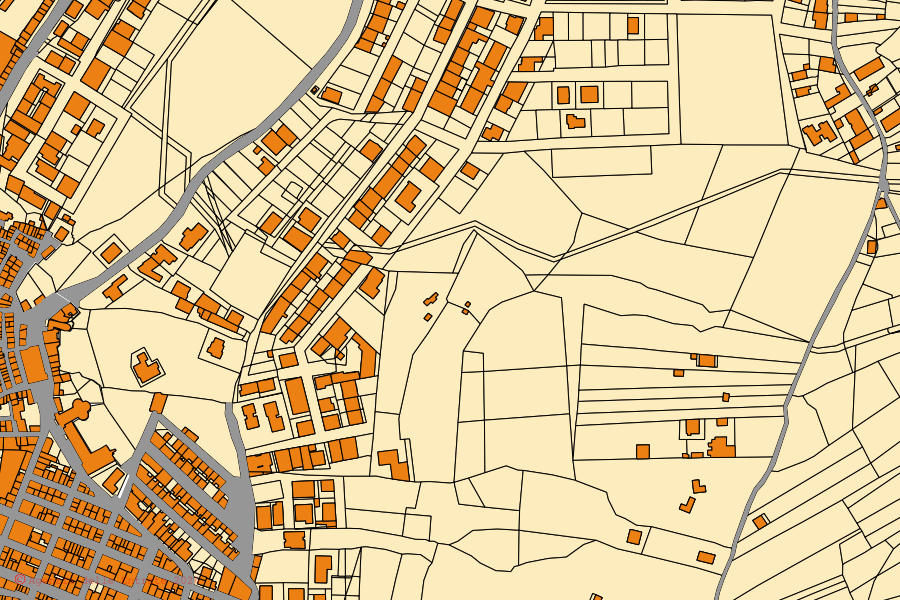 Mappa catastale del centro di Laureana di Borrello: particelle e fabbricati, cartografia Agenzia delle Entrate