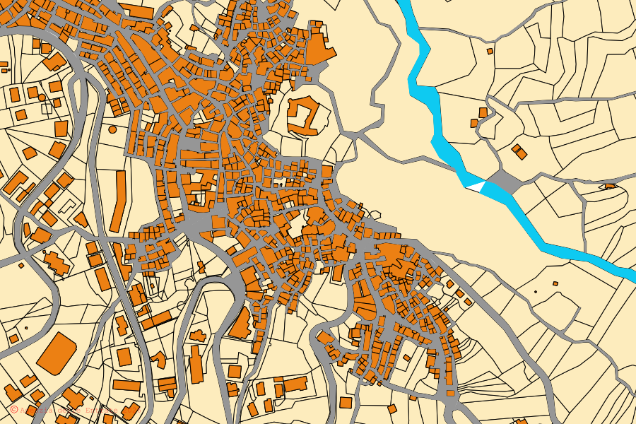 Mappa catastale del centro di Laurenzana: particelle e fabbricati, cartografia Agenzia delle Entrate