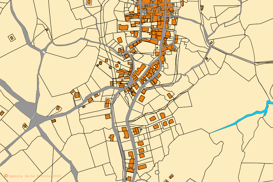 Mappa catastale del centro di Laurino: particelle e fabbricati, cartografia Agenzia delle Entrate