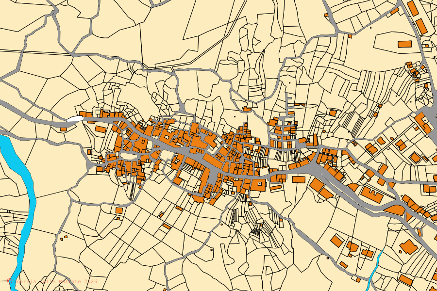 Mappa catastale del centro di Laurito: particelle e fabbricati, cartografia Agenzia delle Entrate